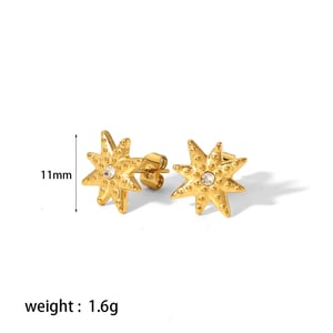 1 Pair Simple Exquisite Style Star Moon Cross Shape Stainless Steel  Gold Color Inlay Rhinestones Women's Stud Earrings h5 Picture3